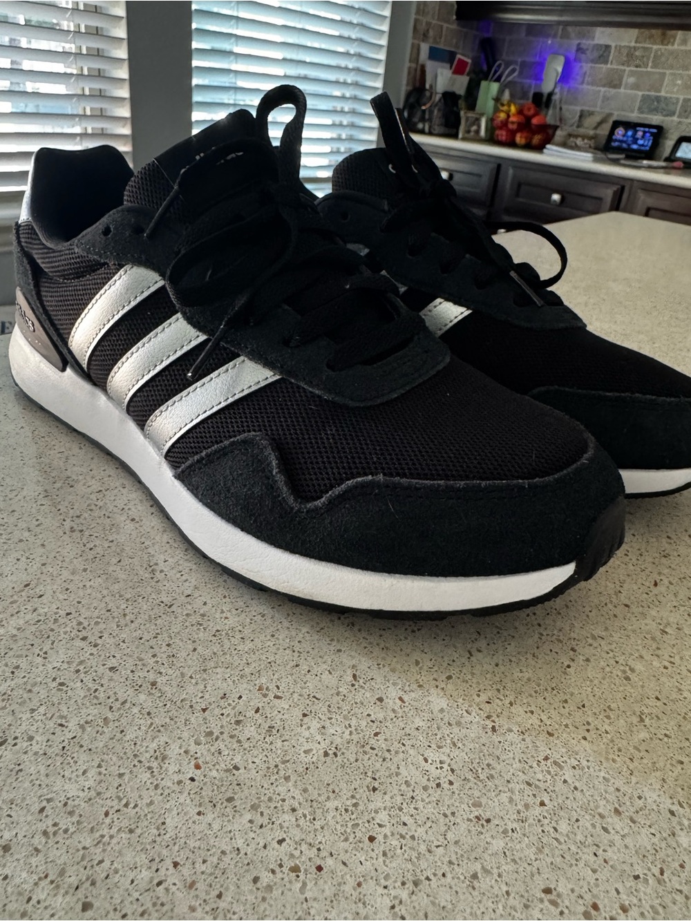 adidas women’s Black & Silver Low-Top Sneakers